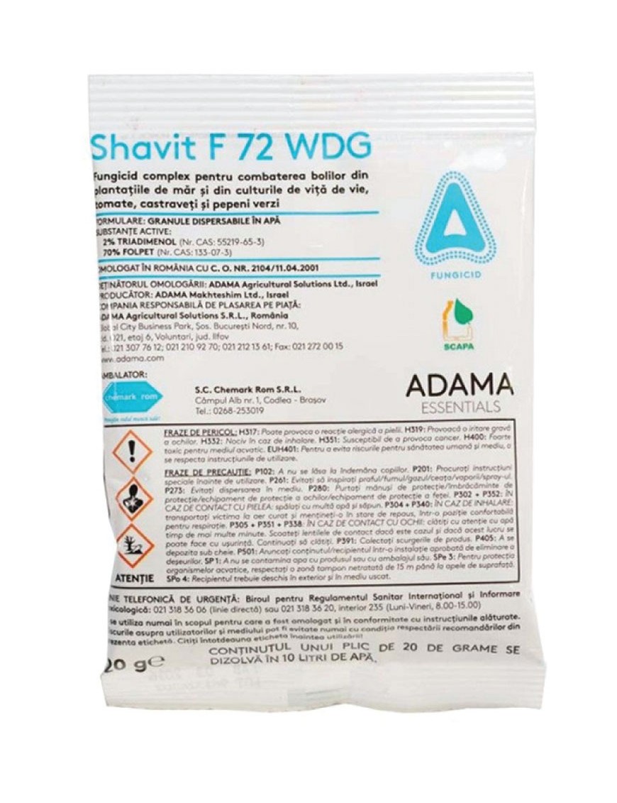 Fungicid sistemic Shavit F 72 WDG 20 g